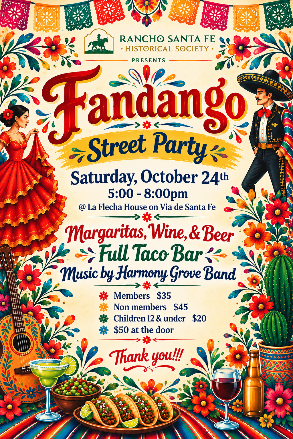 Fandango event flyer Rancho Santa Fe Historical Society October 24 2026